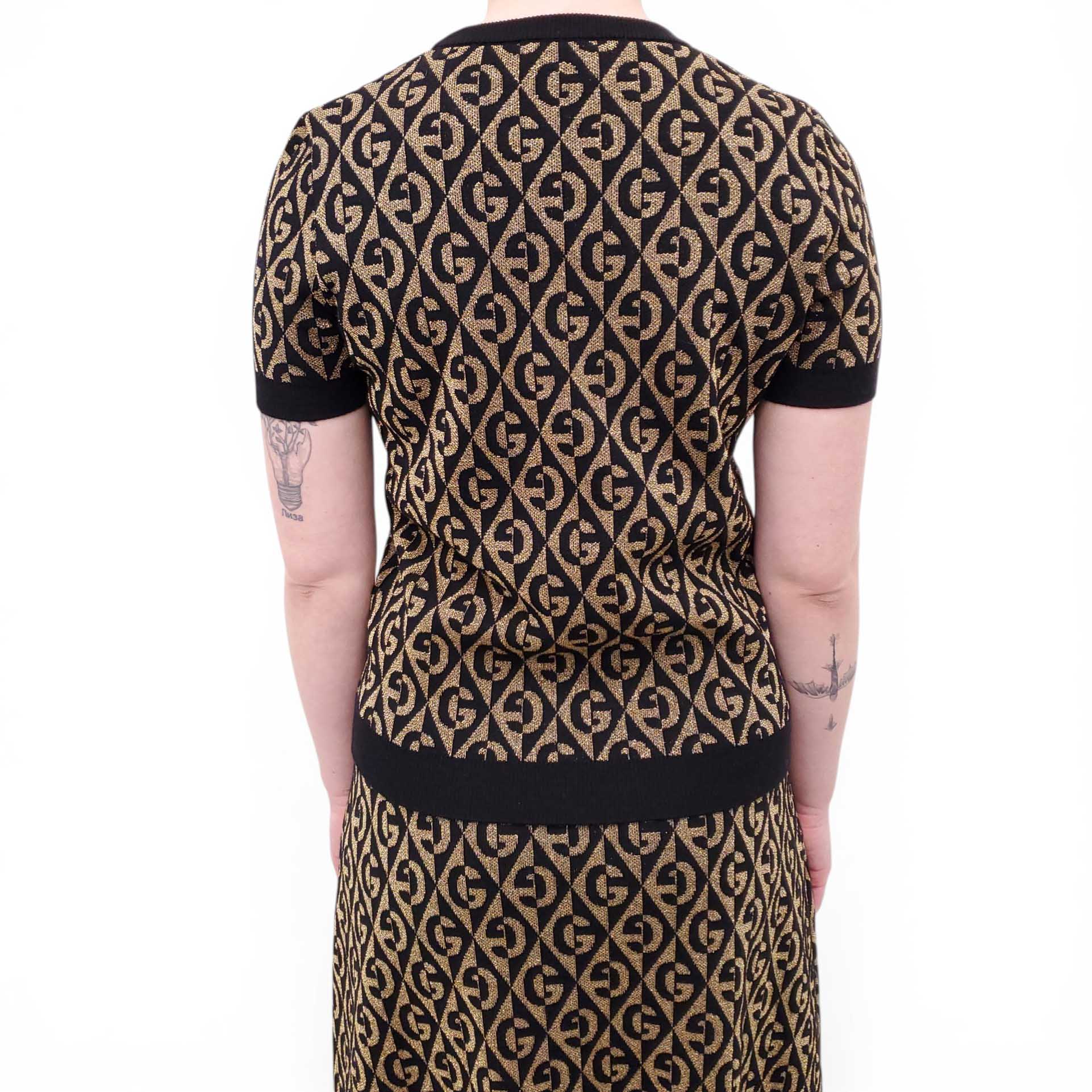 GUCCI BLACK AND GOLD METALLIC 2-PIECE SET - SIZE M