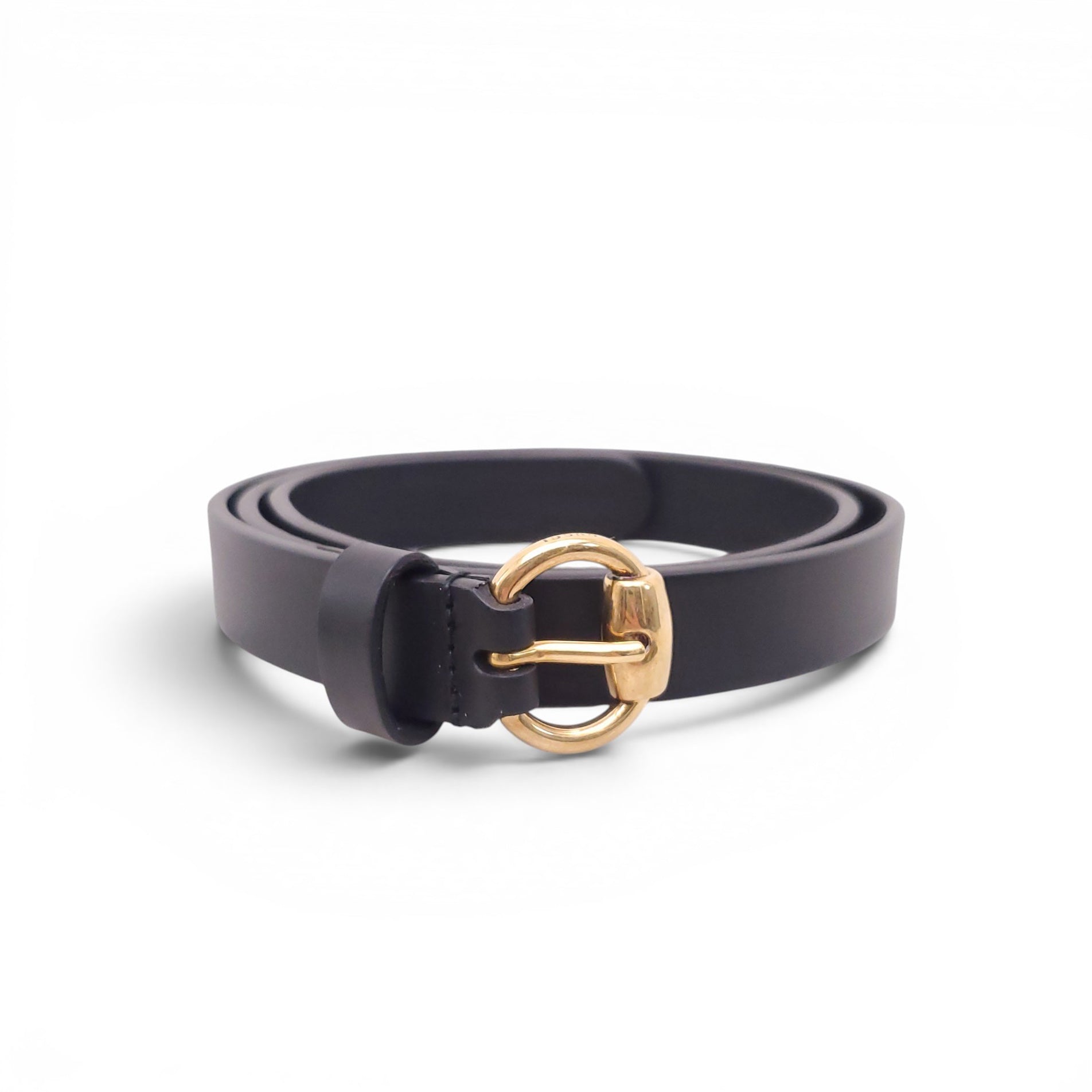 GUCCI BLACK AND GOLD THIN BELT - SIZE 75