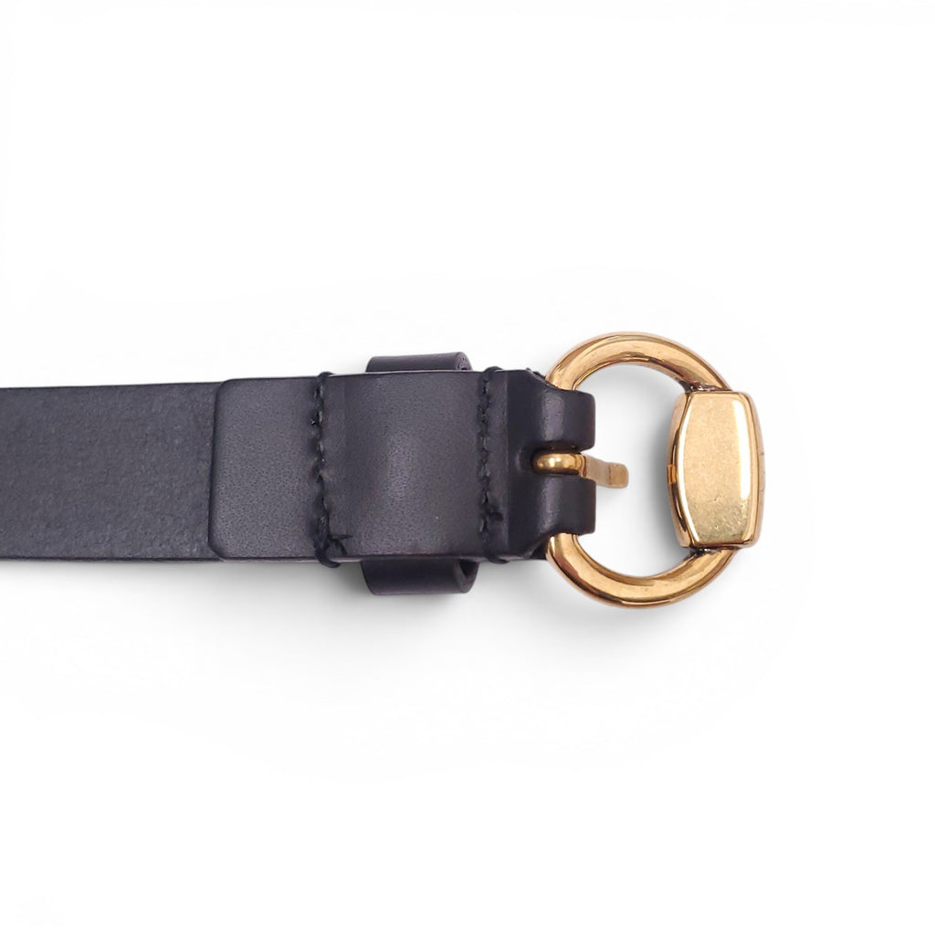GUCCI BLACK AND GOLD THIN BELT - SIZE 75