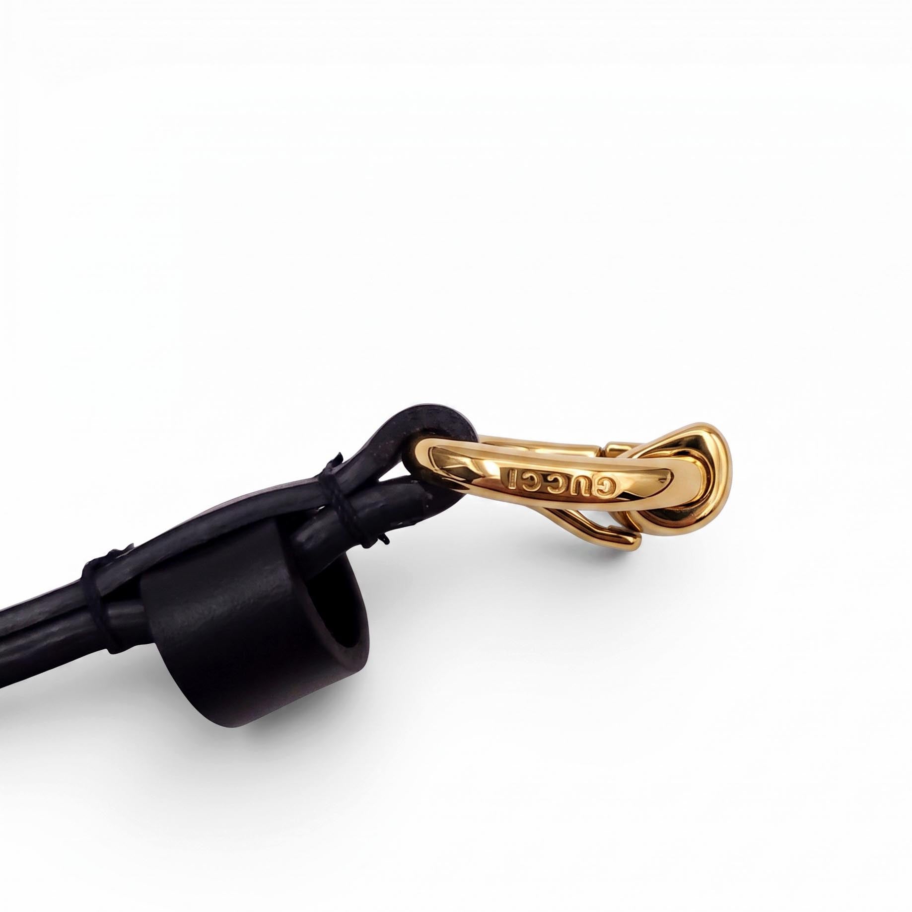GUCCI BLACK AND GOLD THIN BELT - SIZE 75