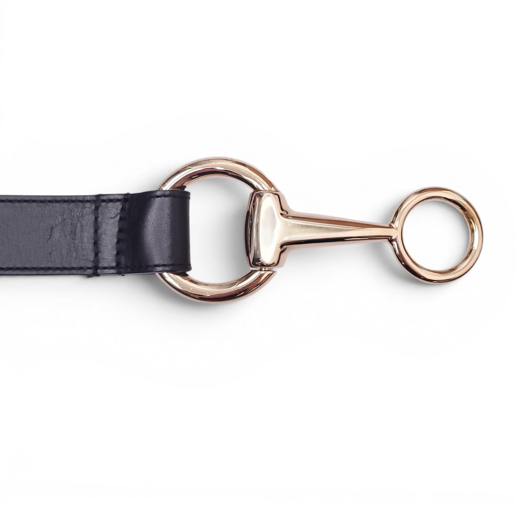 GUCCI BLACK BELT WITH GOLD HORSEBIT BUCKLE - SIZE 85