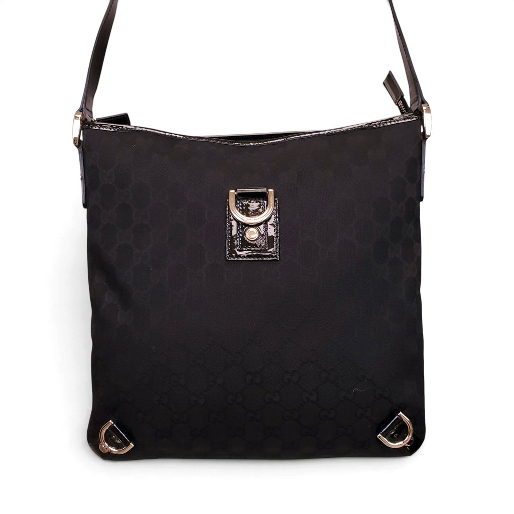 GUCCI BLACK CANVAS ABBEY D-RING CROSSBODY BAG