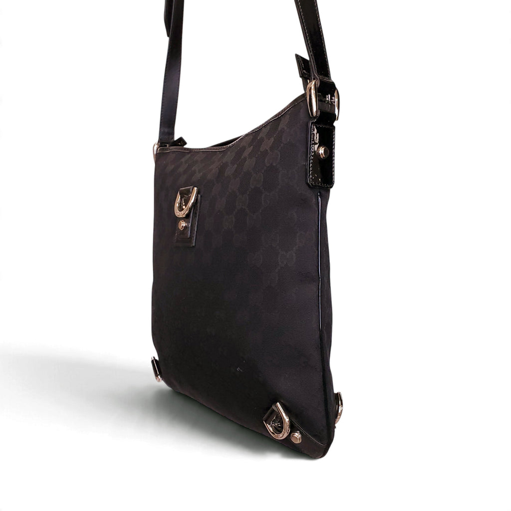 GUCCI BLACK CANVAS ABBEY D-RING CROSSBODY BAG