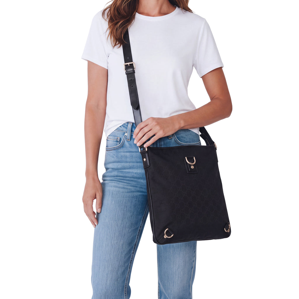GUCCI BLACK CANVAS ABBEY D-RING CROSSBODY BAG