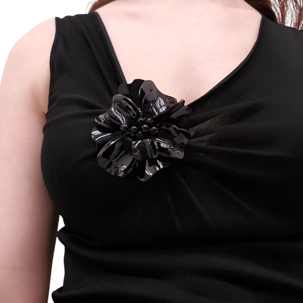 GUCCI BLACK DRESS WITH ROSETTE DETAIL - SIZE S