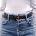 GUCCI BLACK LEATHER BELT WITH BAMBOO DETAIL - SIZE 90