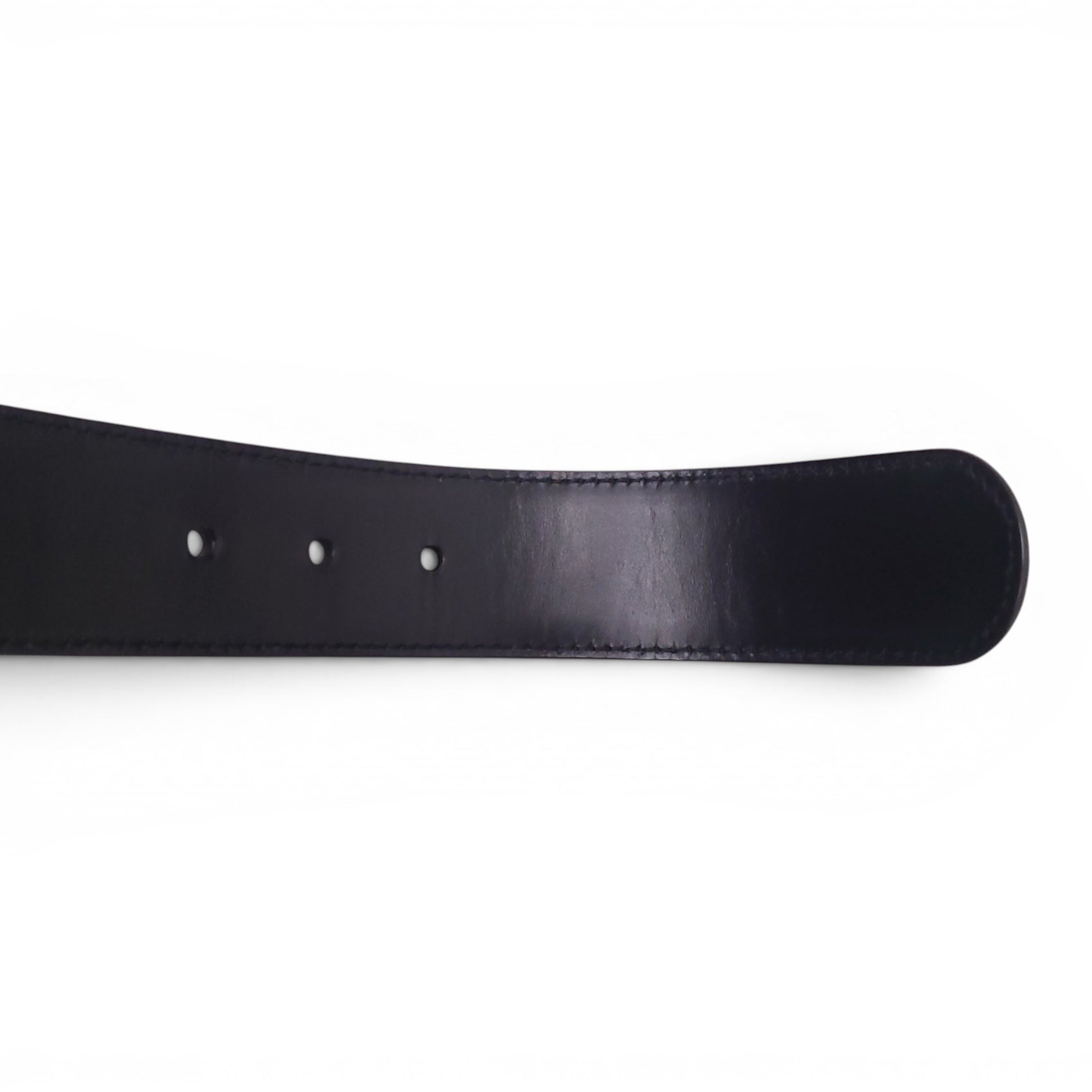 GUCCI BLACK LEATHER BELT WITH LARGE GOLD BUCKLE - SIZE 90