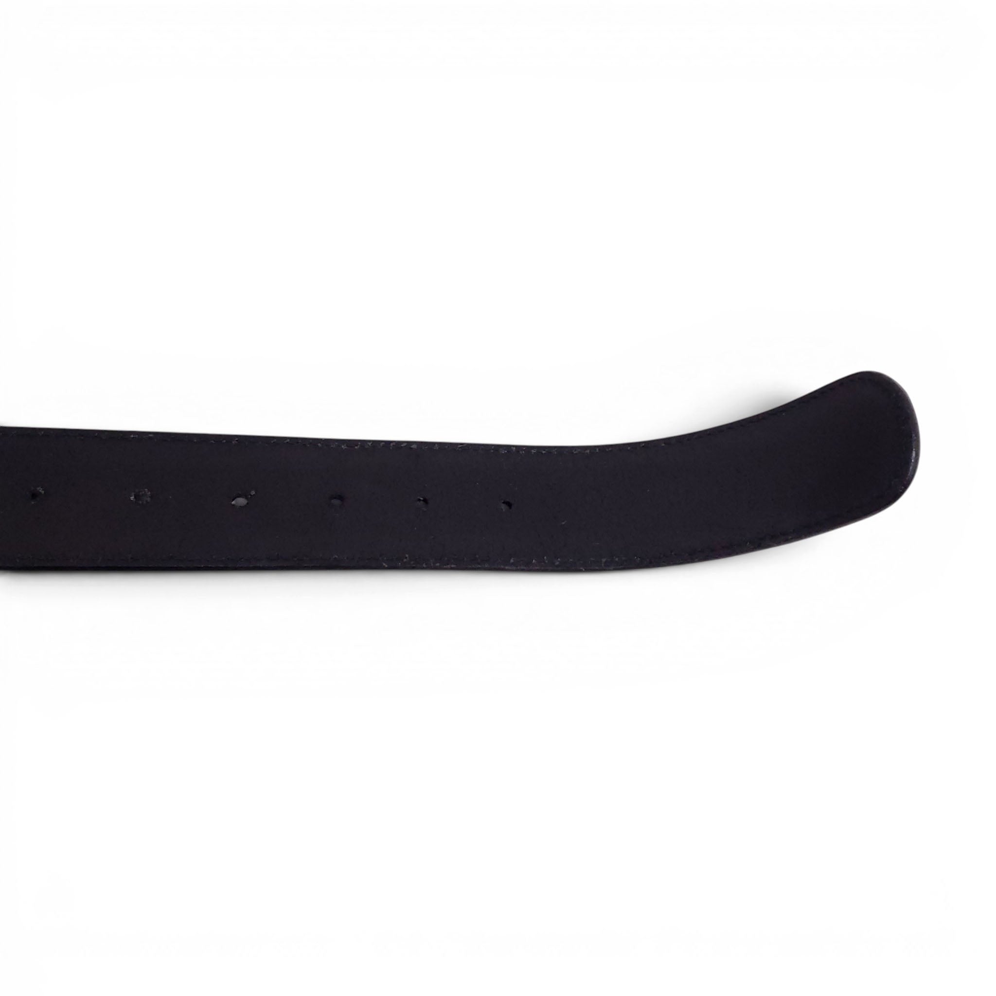 GUCCI BLACK LEATHER BELT WITH SILVER GG LOGO BUCKLE - SIZE 90