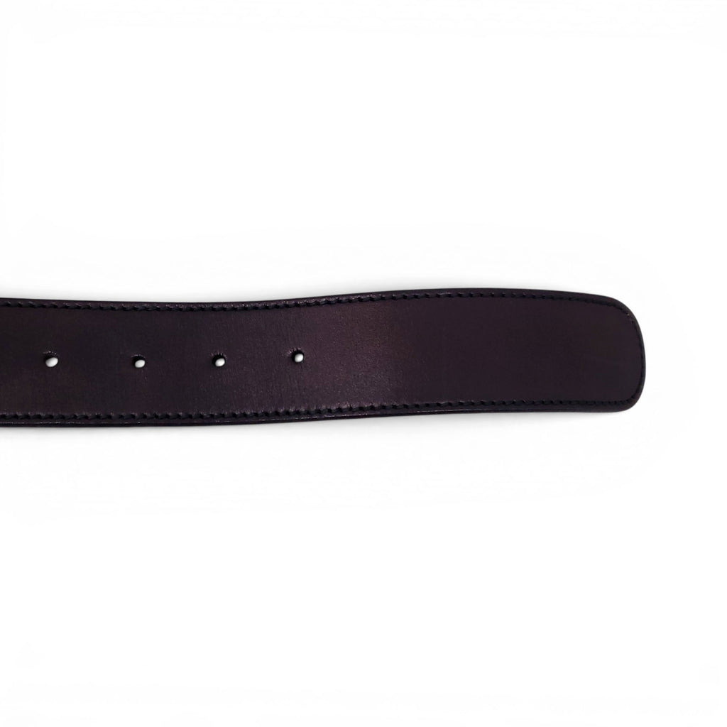 GUCCI BLACK LEATHER BELT WITH SILVER GG LOGO BUCKLE - SIZE 90