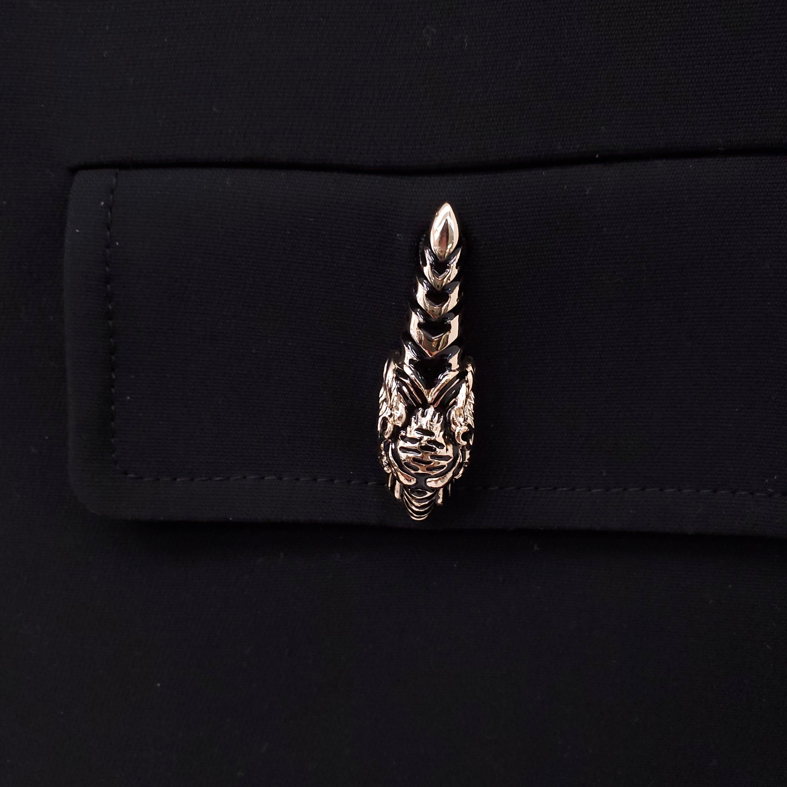 GUCCI BLACK MINI DRESS WITH TIGER DETAILS - SIZE 36