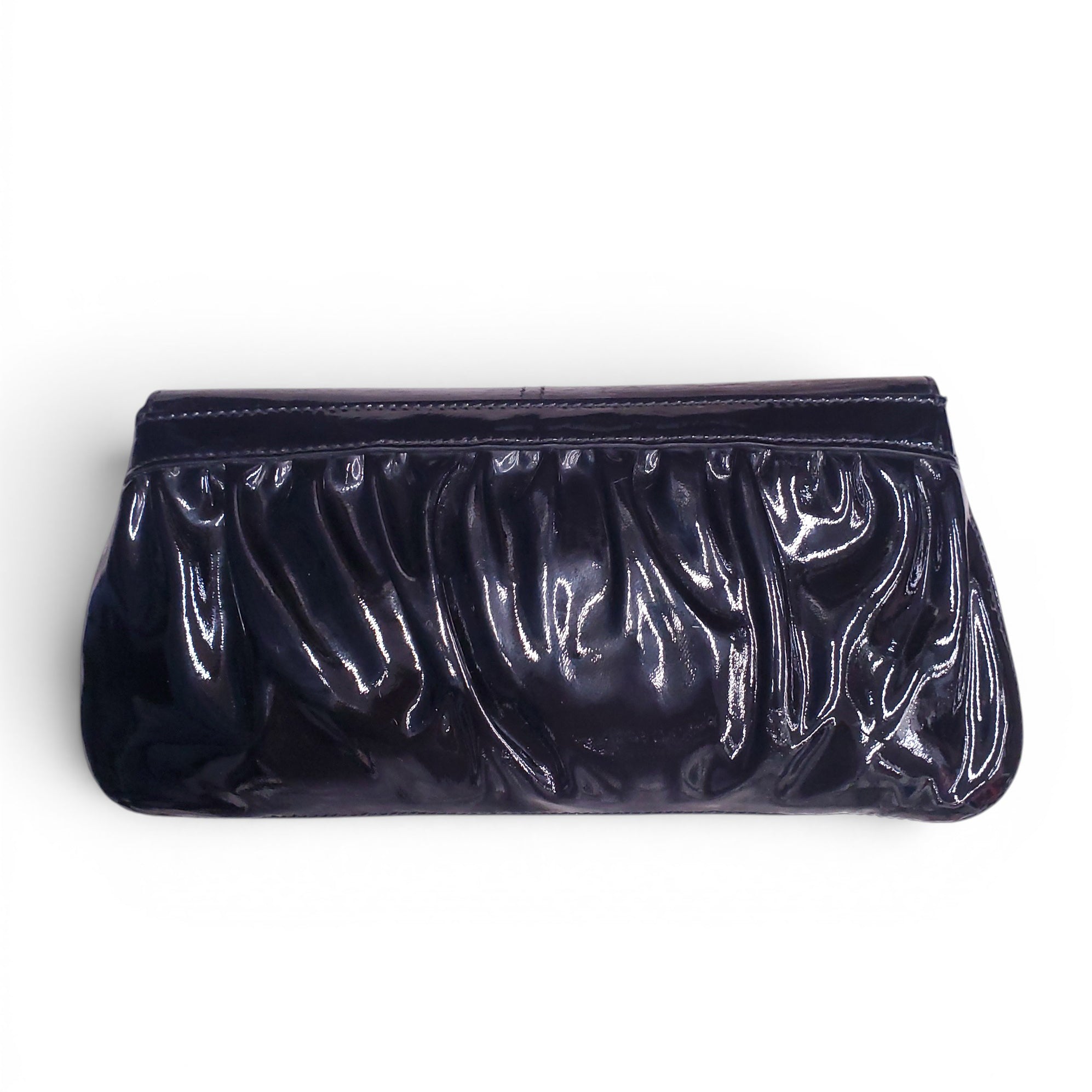 GUCCI BLACK PATENT LEATHER BAMBOO CLUTCH