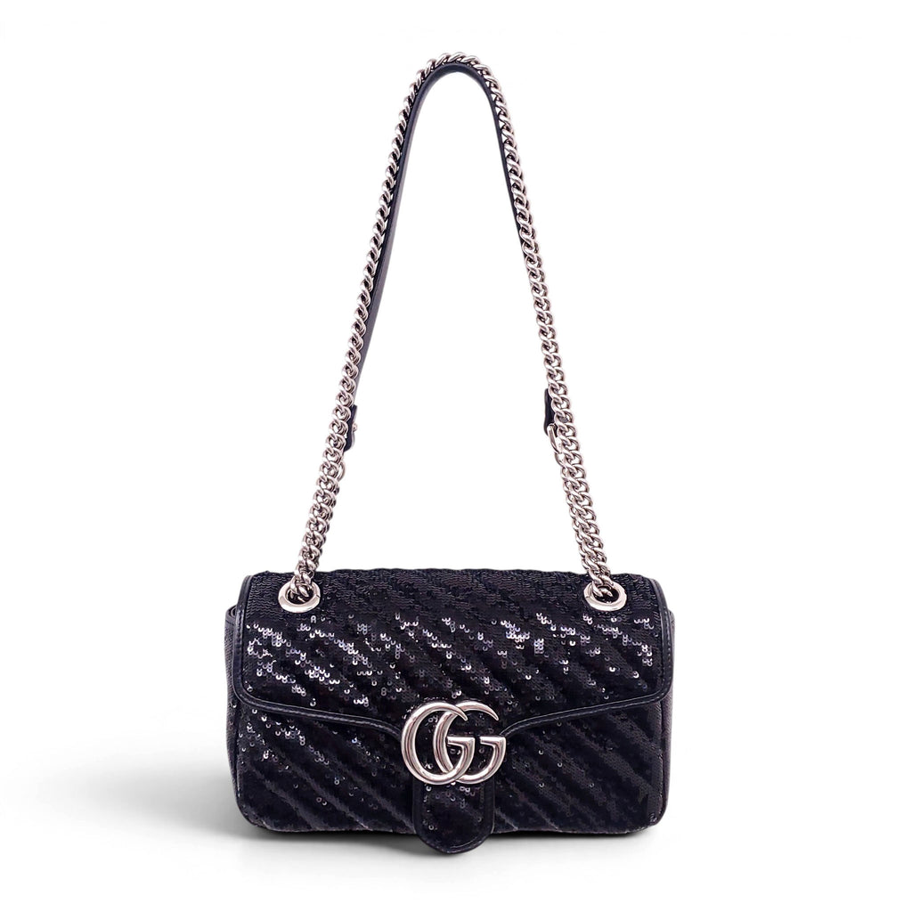 GUCCI BLACK SEQUIN MARMONT BAG