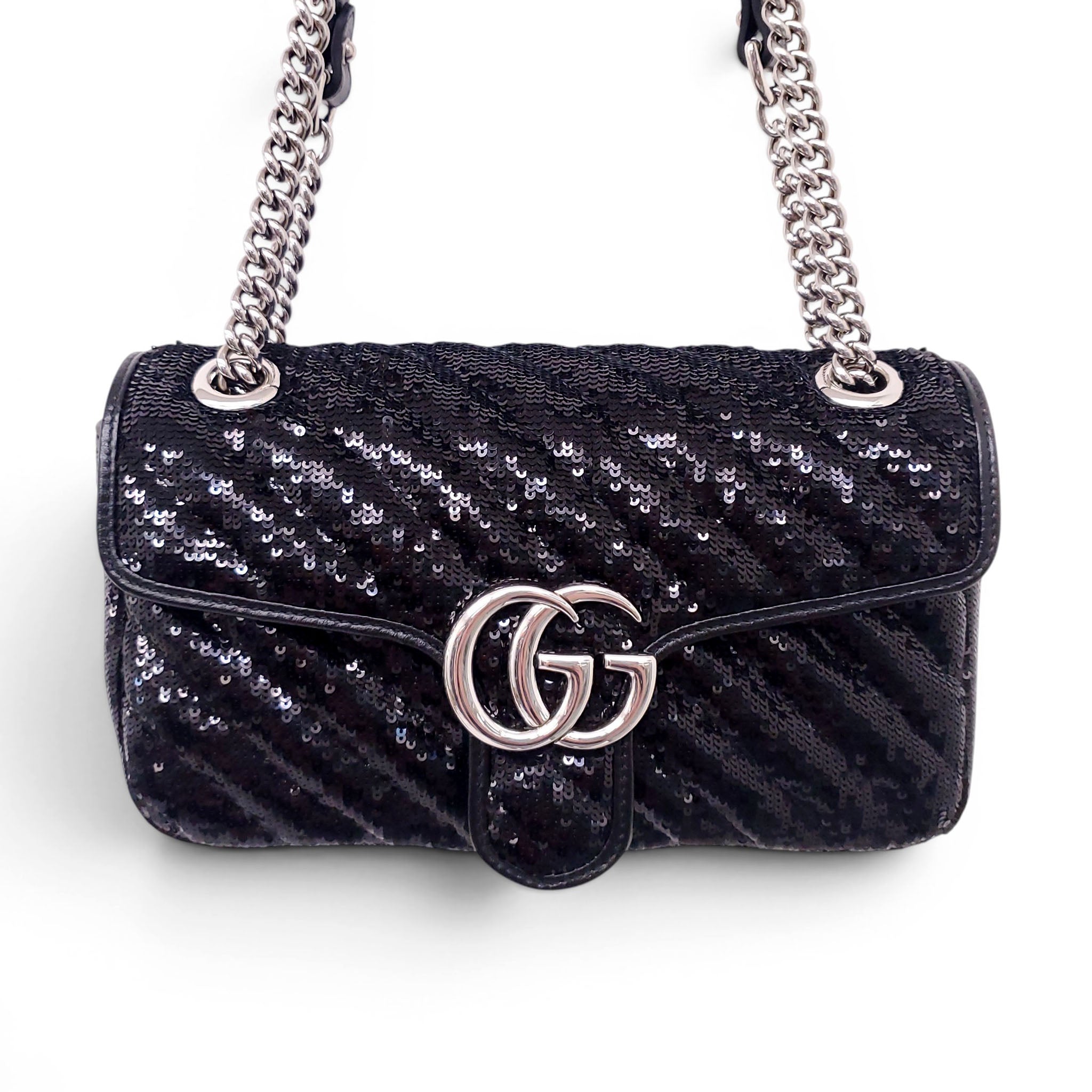GUCCI BLACK SEQUIN MARMONT BAG