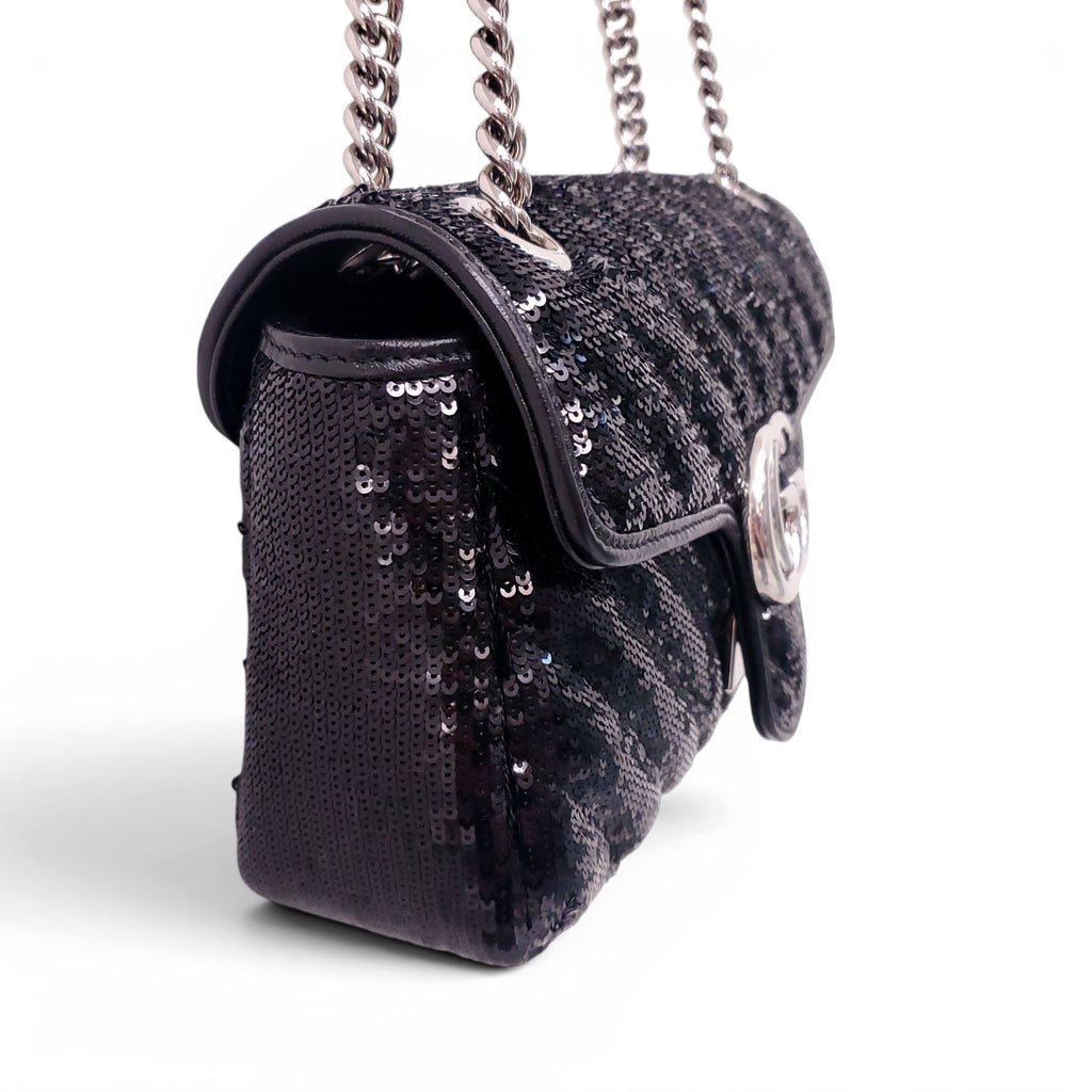 GUCCI BLACK SEQUIN MARMONT BAG