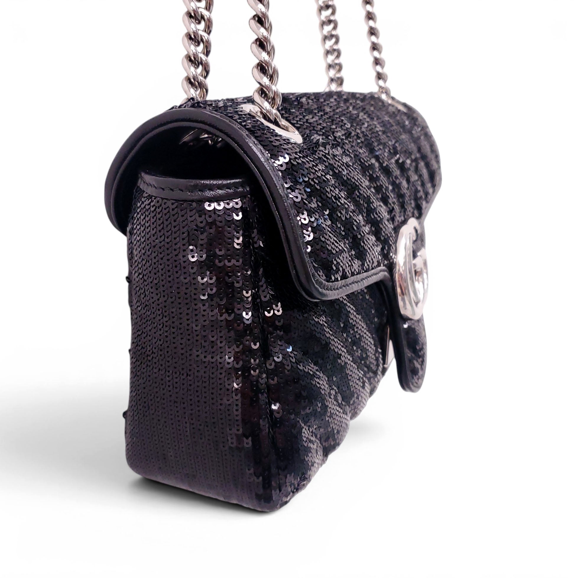 GUCCI BLACK SEQUIN MARMONT BAG