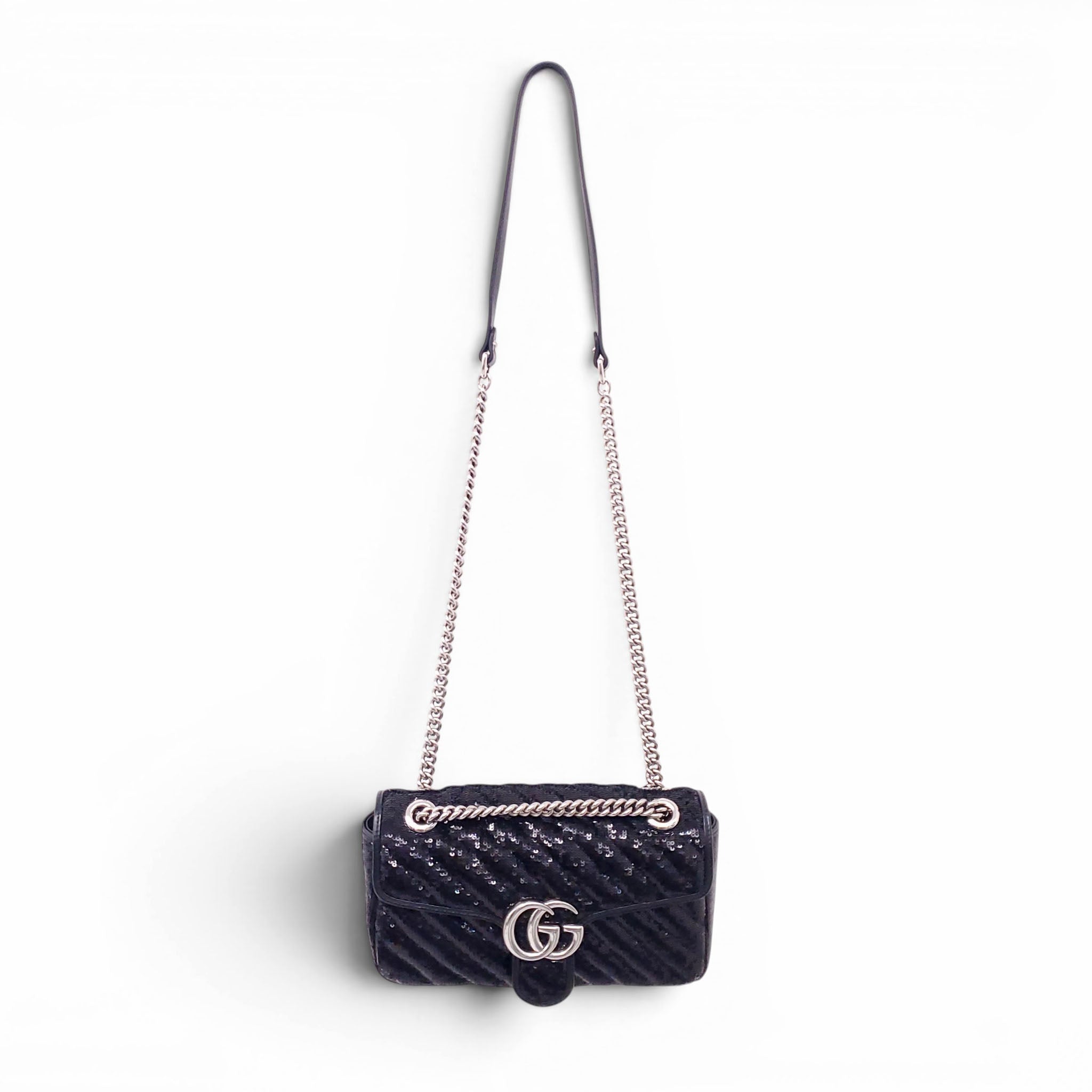 GUCCI BLACK SEQUIN MARMONT BAG