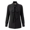 GUCCI BLACK SILK TIE BLOUSE WITH LADY BUG BUTTONS - SIZE 44