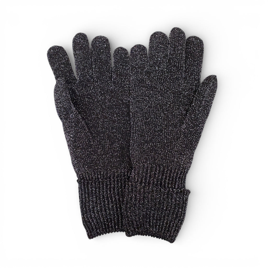 GUCCI BLACK SPARKLE LOGO HEADBAND AND GLOVES - SIZE M (HEADBAND), SIZE L (GLOVES)