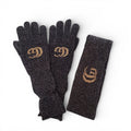 GUCCI BLACK SPARKLE LOGO HEADBAND AND GLOVES - SIZE M (HEADBAND), SIZE L (GLOVES)