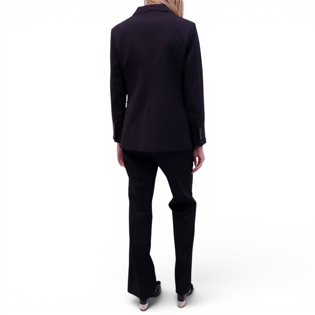 GUCCI BLACK SUIT WITH PLEATED SLEEVE DETAIL - SIZE 6