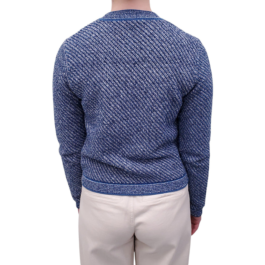 GUCCI BLUE TWEED GG CARDIGAN WITH GOLD LOGO BUTTONS - SIZE XS