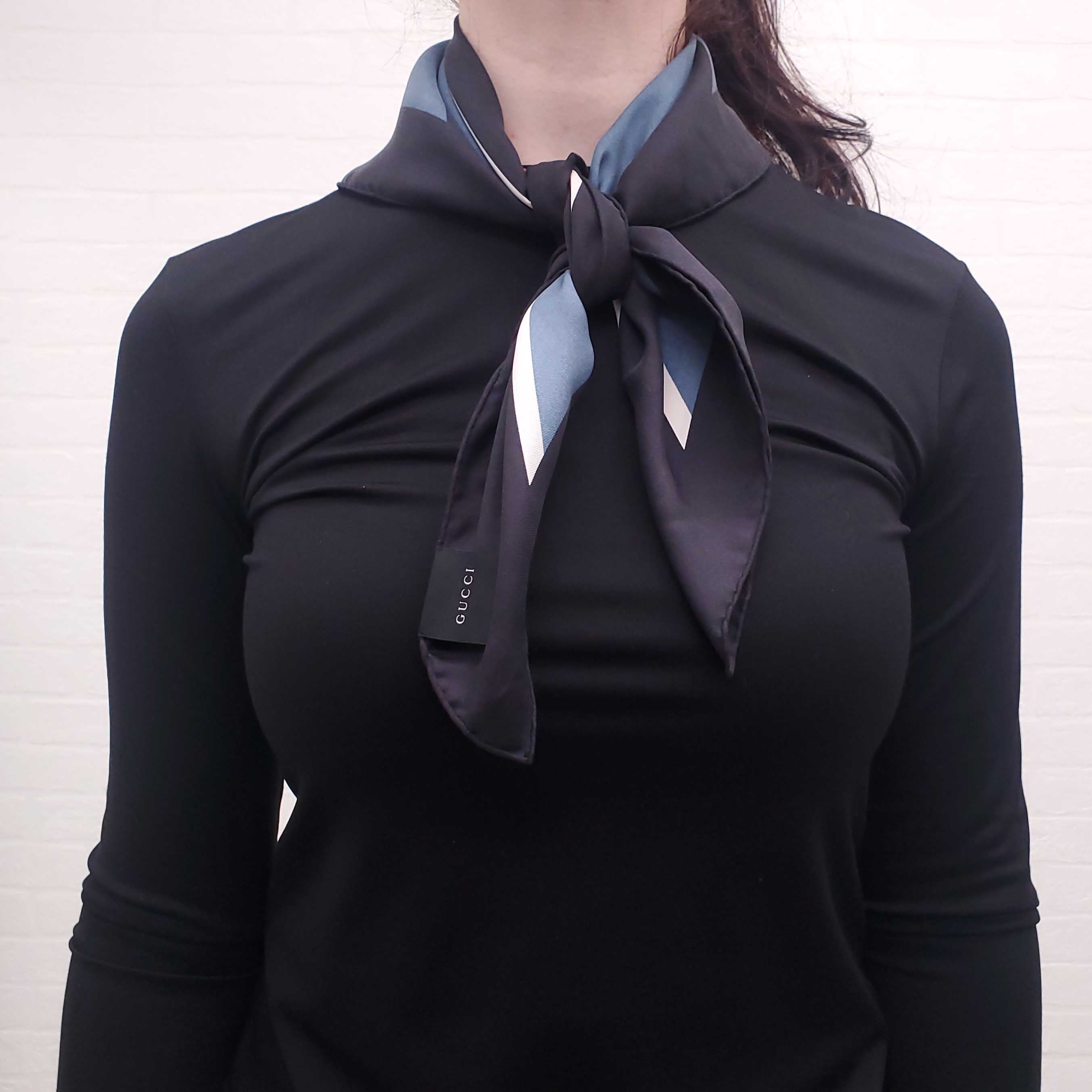 GUCCI BLUE, RED AND CREAM SCARF