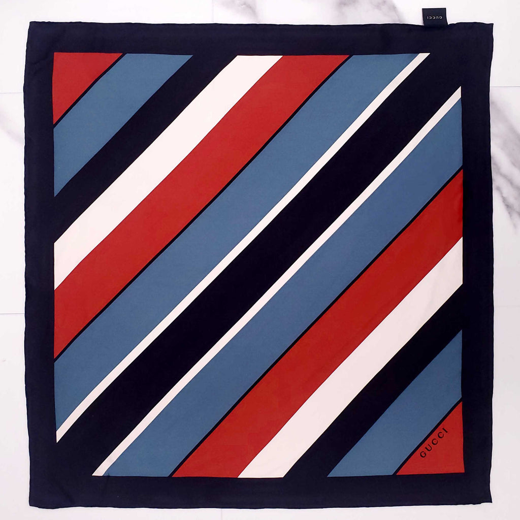 GUCCI BLUE, RED AND CREAM SCARF