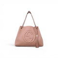 GUCCI BLUSH PINK MEDIUM SOHO TASSLE LOGO CHAIN BAG
