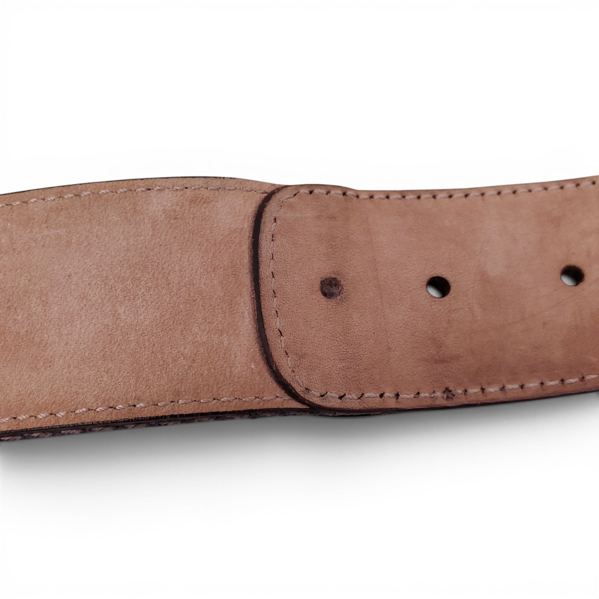 GUCCI BROWN AND PINK LOGO BELT - SIZE 90
