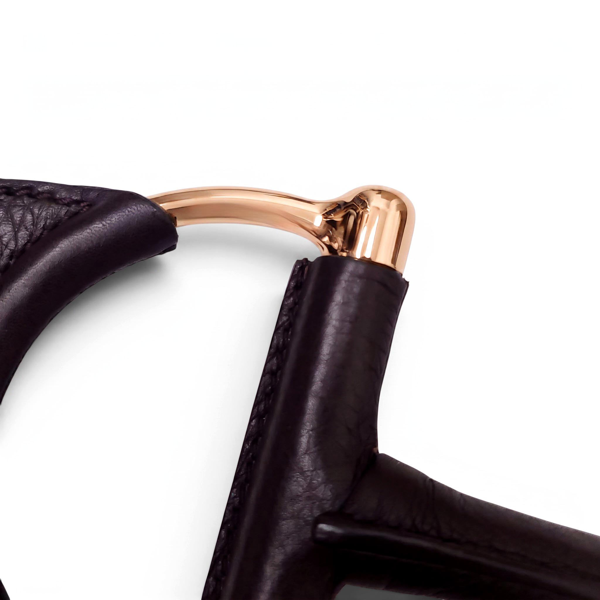 GUCCI BROWN LEATHER BELT WITH LARGE HORSEBIT EMBLEM - SIZE 85