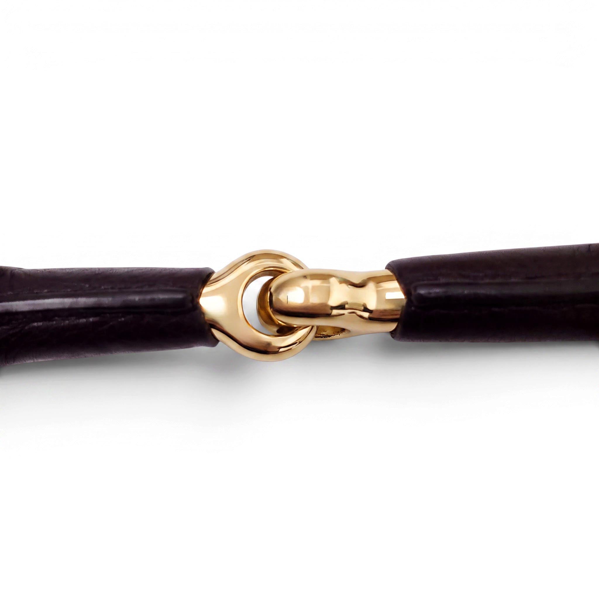 GUCCI BROWN LEATHER BELT WITH LARGE HORSEBIT EMBLEM - SIZE 85