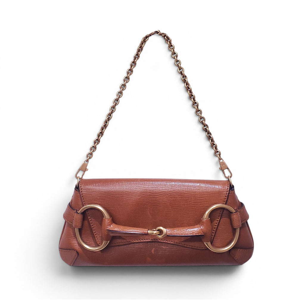 GUCCI BROWN LEATHER HORSEBIT SHOULDER BAG