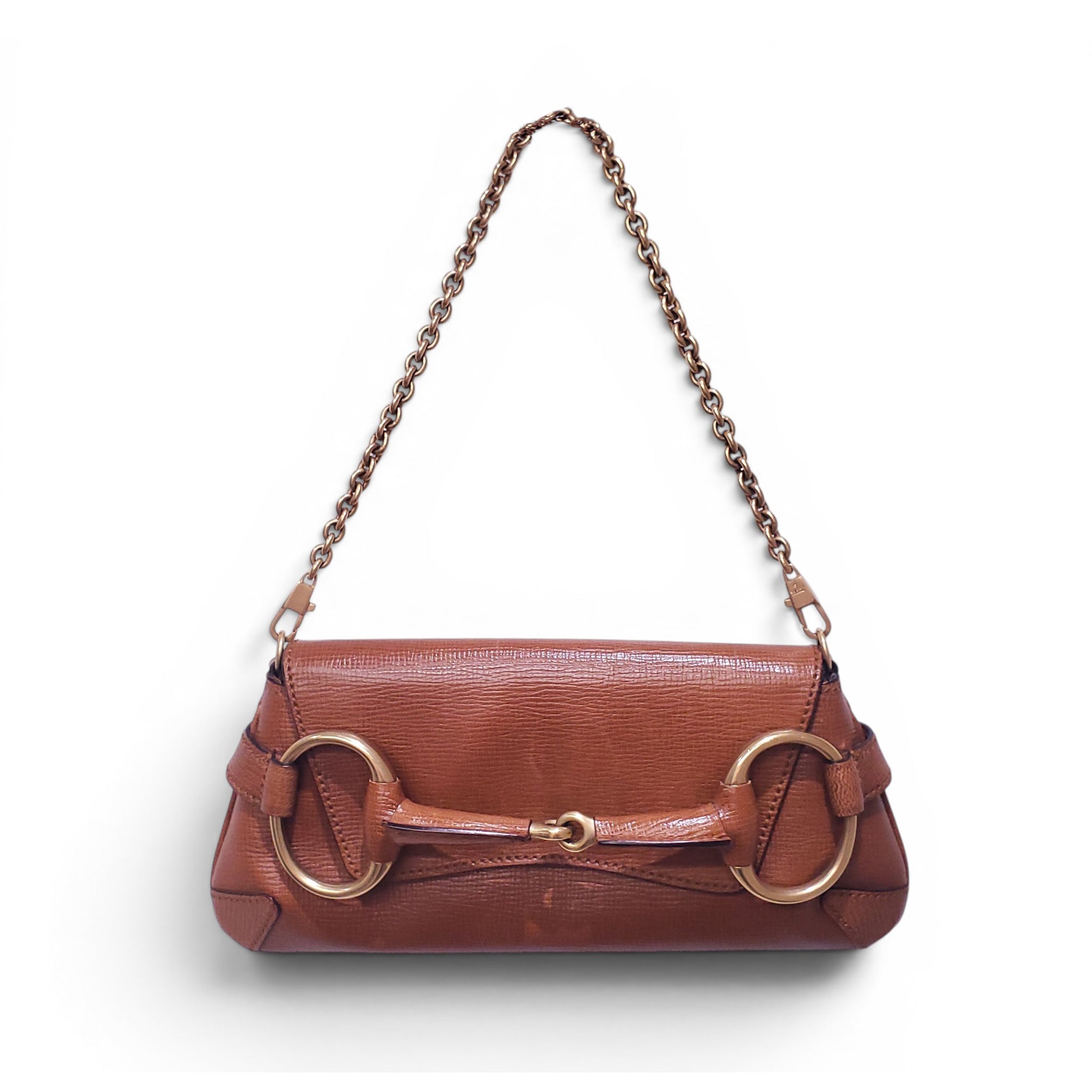 GUCCI BROWN LEATHER HORSEBIT SHOULDER BAG