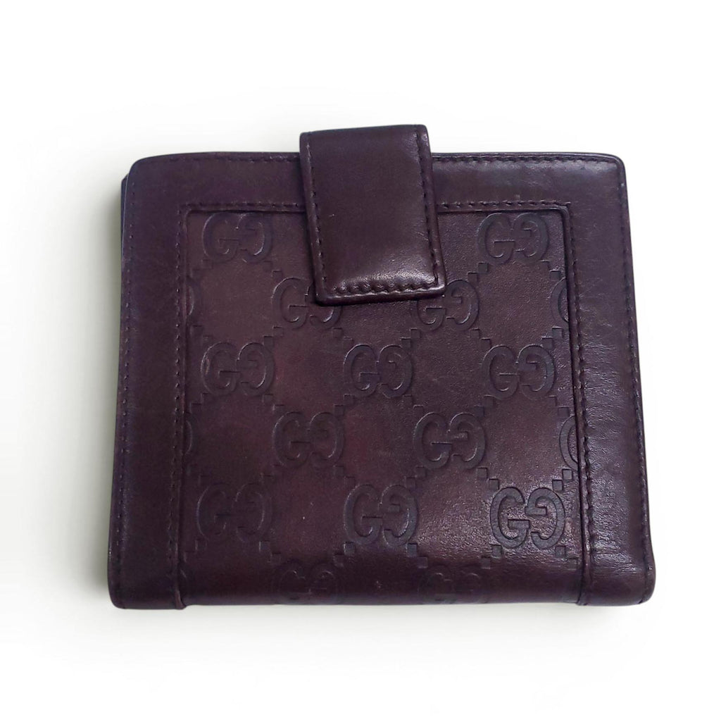 GUCCI BROWN LEATHER MONOGRAM EMBOSSED WALLET