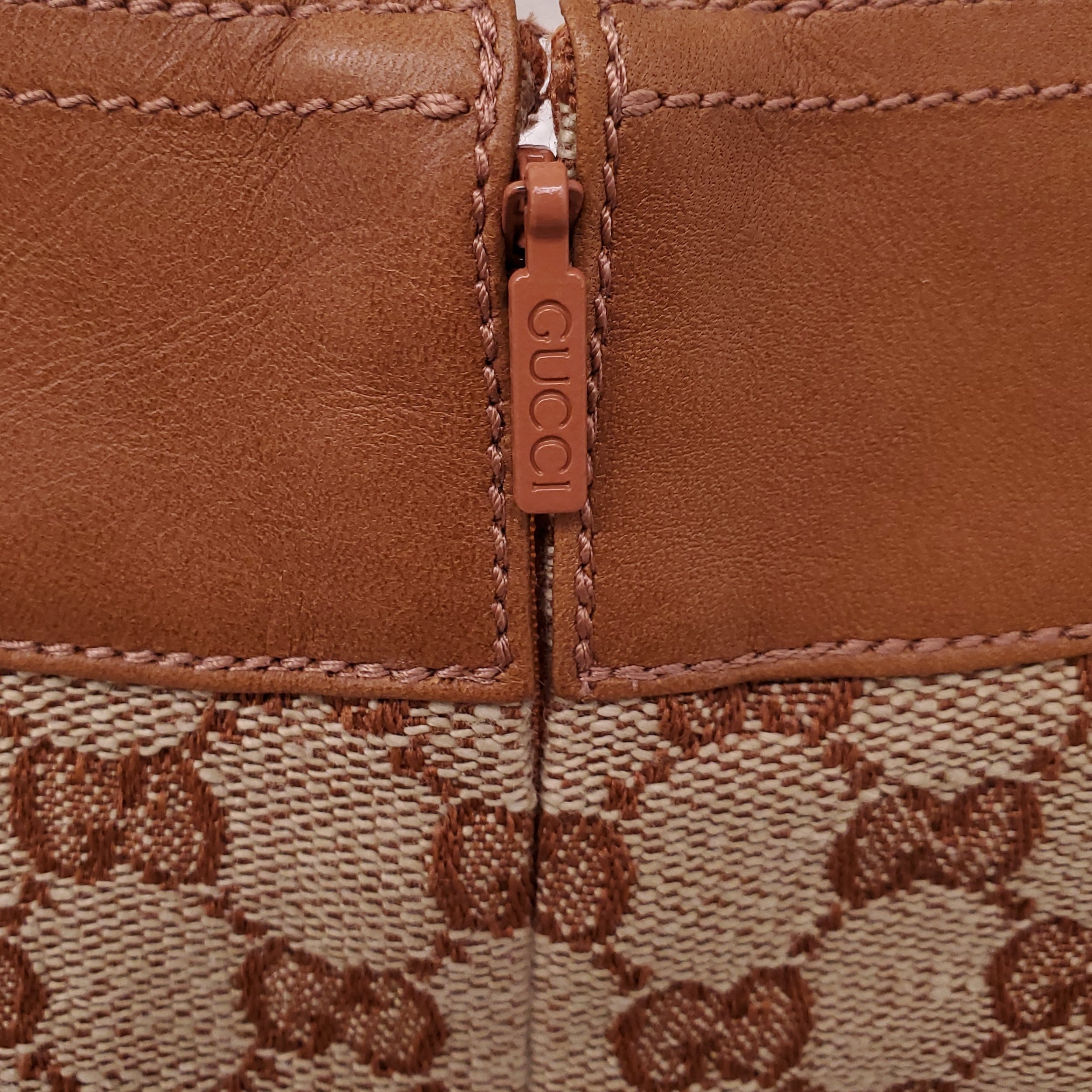 GUCCI CANVAS AND LEATHER LOGO DRESS - SIZE 36