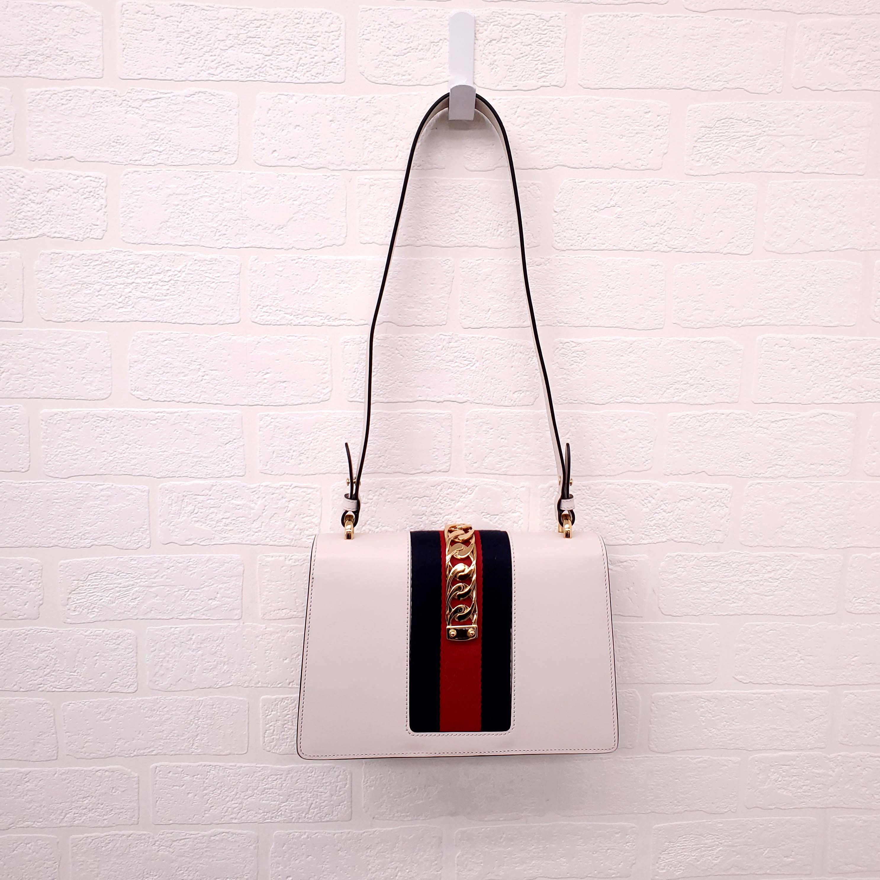 GUCCI CREAM LEATHER SYLVIE BAG