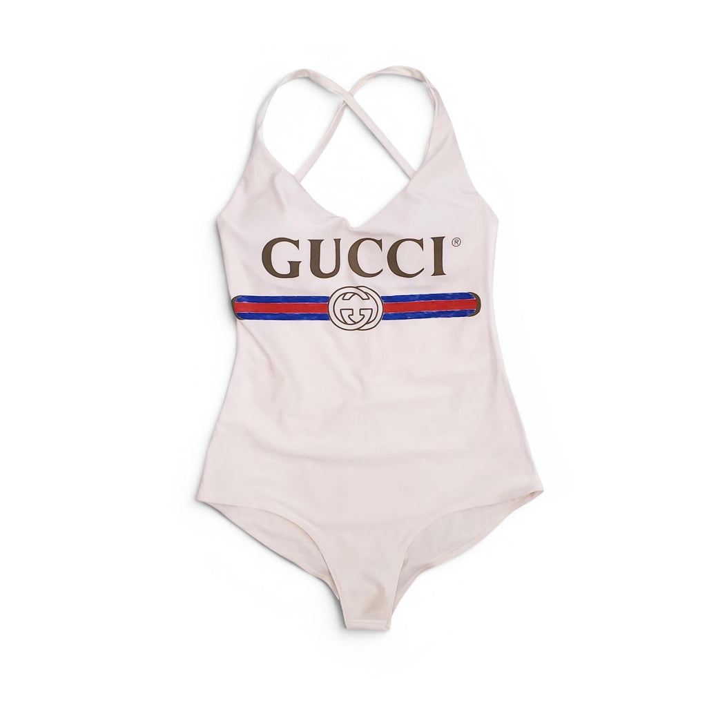 GUCCI CREAM LOGO BATHING SUIT - SIZE S