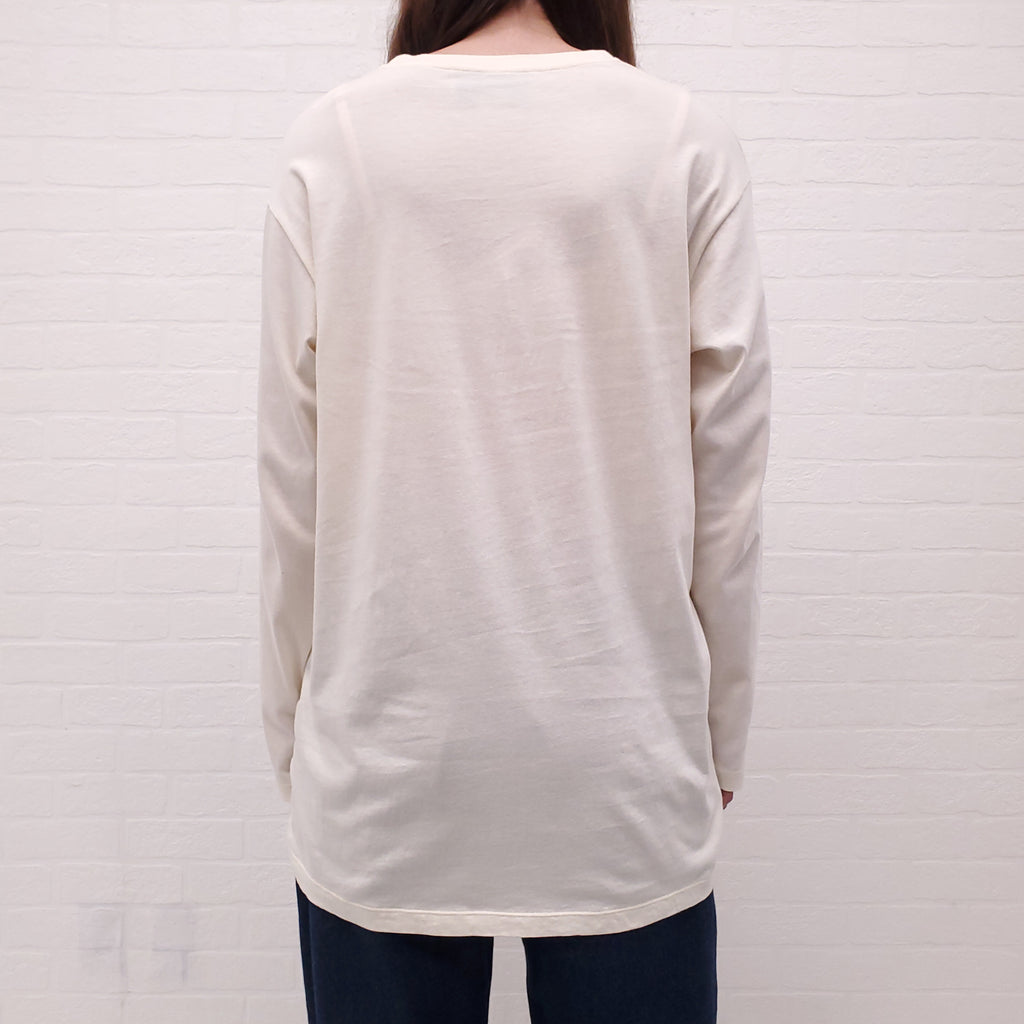 GUCCI CREAM LONG SLEEVE SPIRITSINO CRYSTAL LOGO T-SHIRT - SIZE XXS