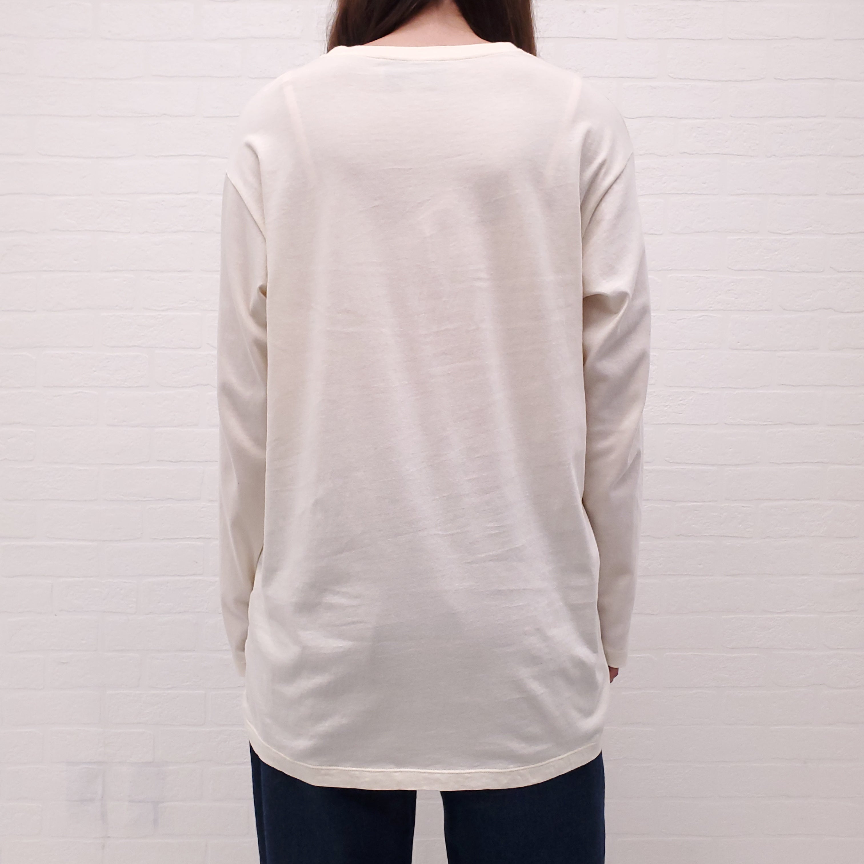 GUCCI CREAM LONG SLEEVE SPIRITSINO CRYSTAL LOGO T-SHIRT - SIZE XXS