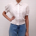 GUCCI CROPPED EMBROIDERED ANGLAISE BLOUSE - SIZE 48