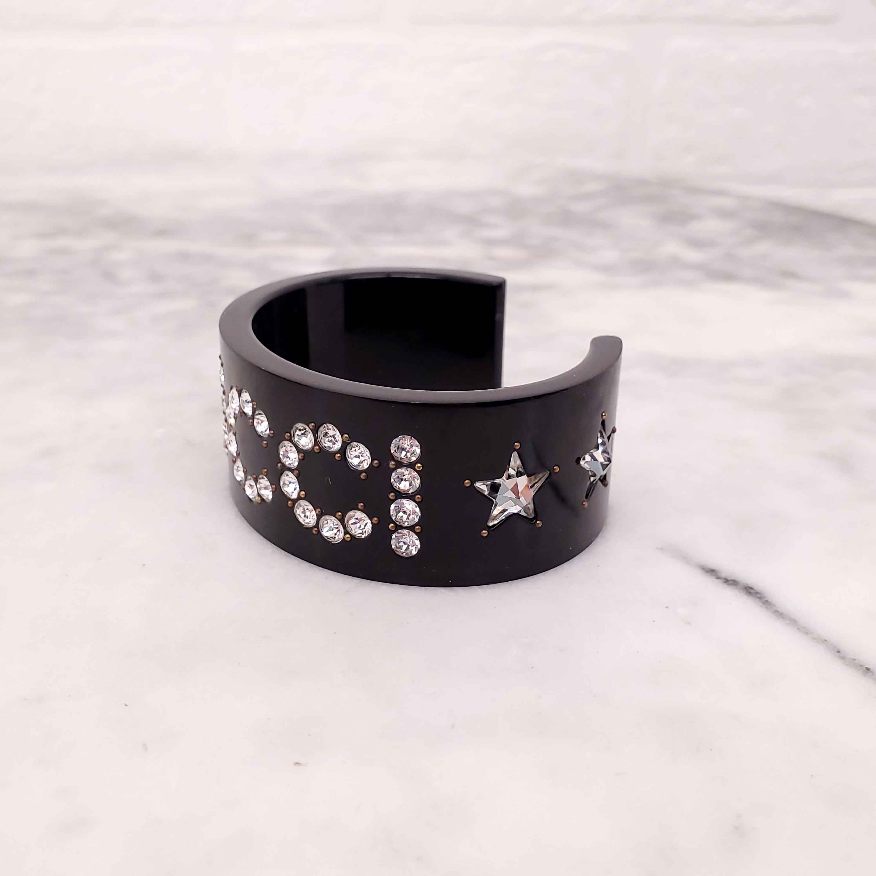 GUCCI CRYSTAL LOGO CUFF BRACELET