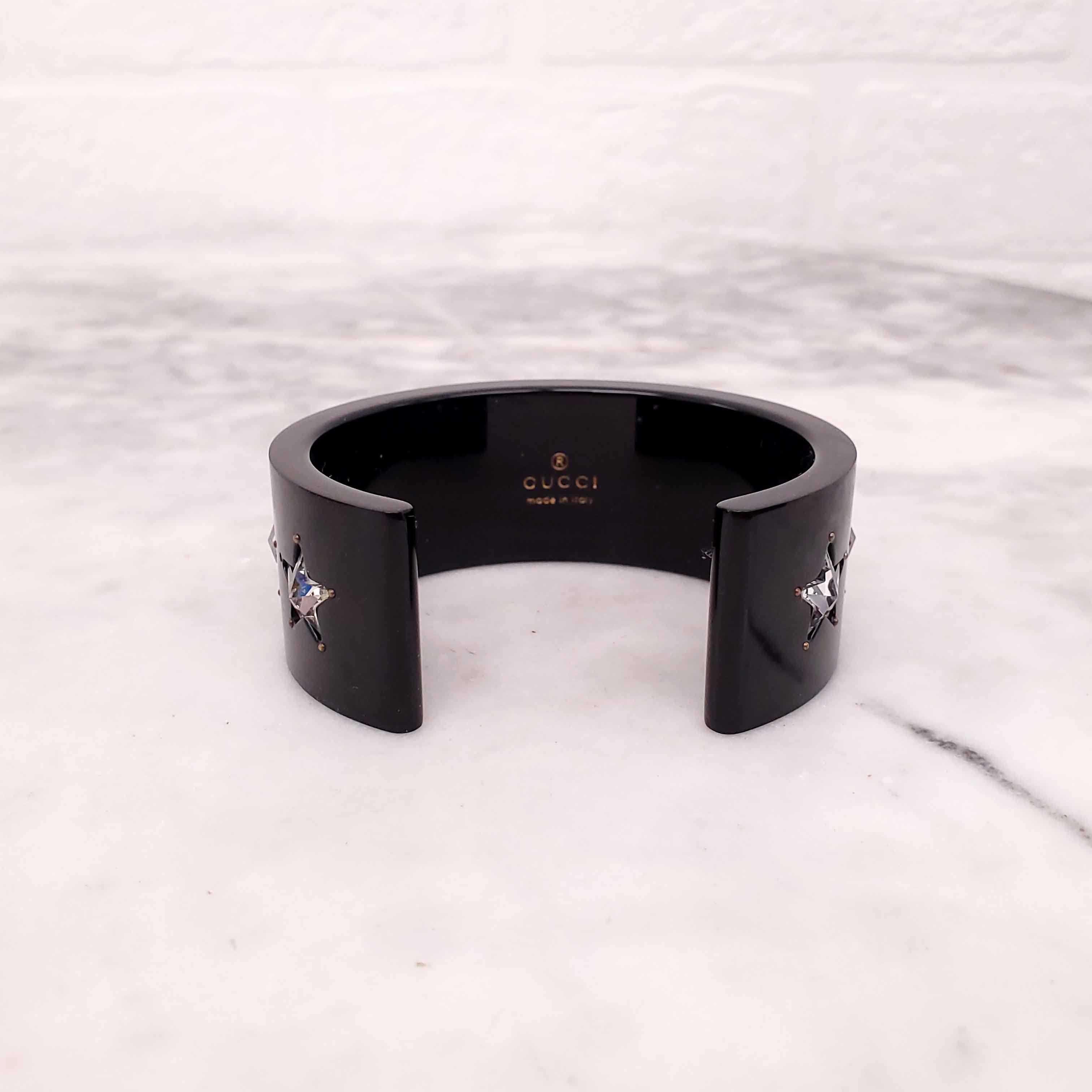 GUCCI CRYSTAL LOGO CUFF BRACELET