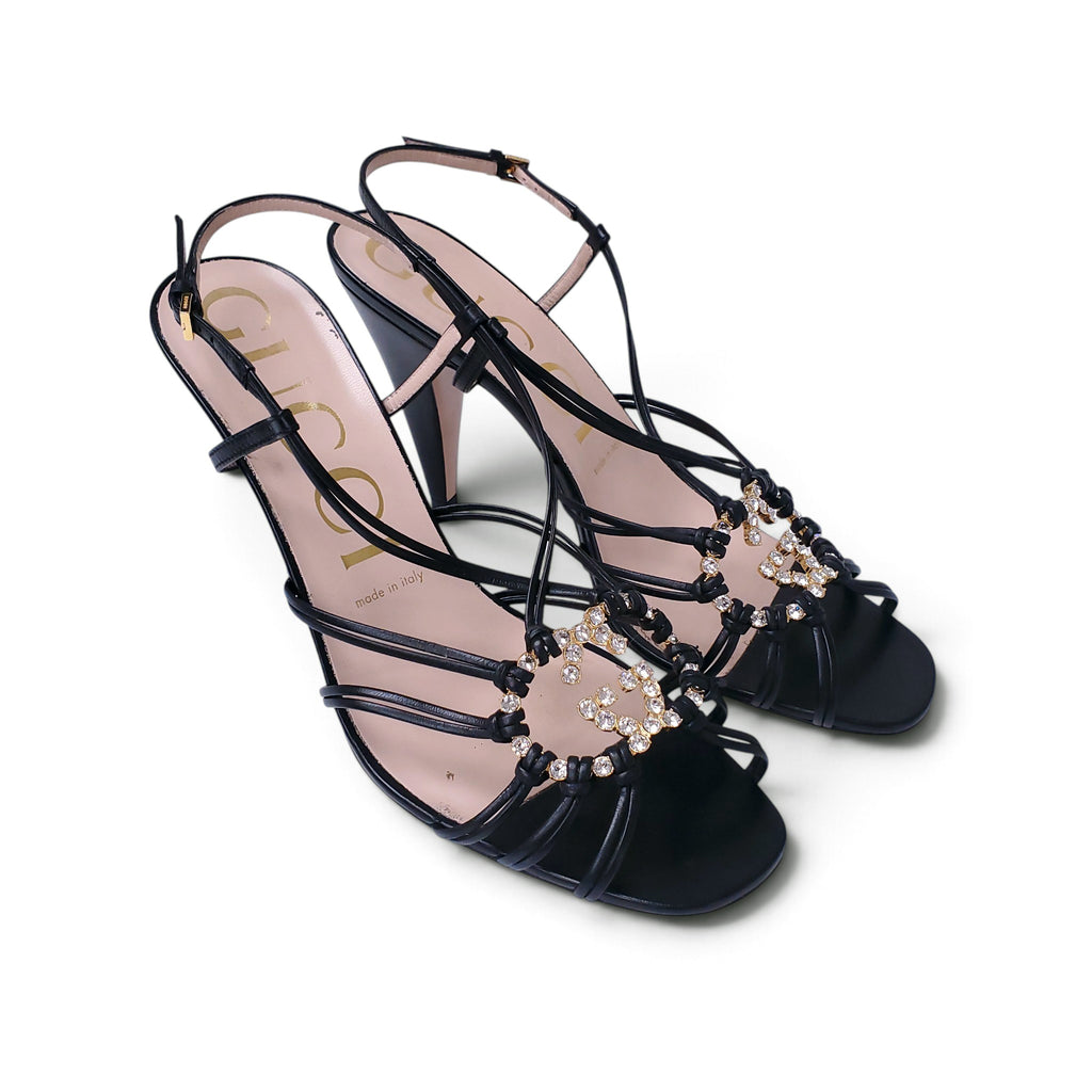 GUCCI CRYSTAL LOGO HEELS - SIZE 39