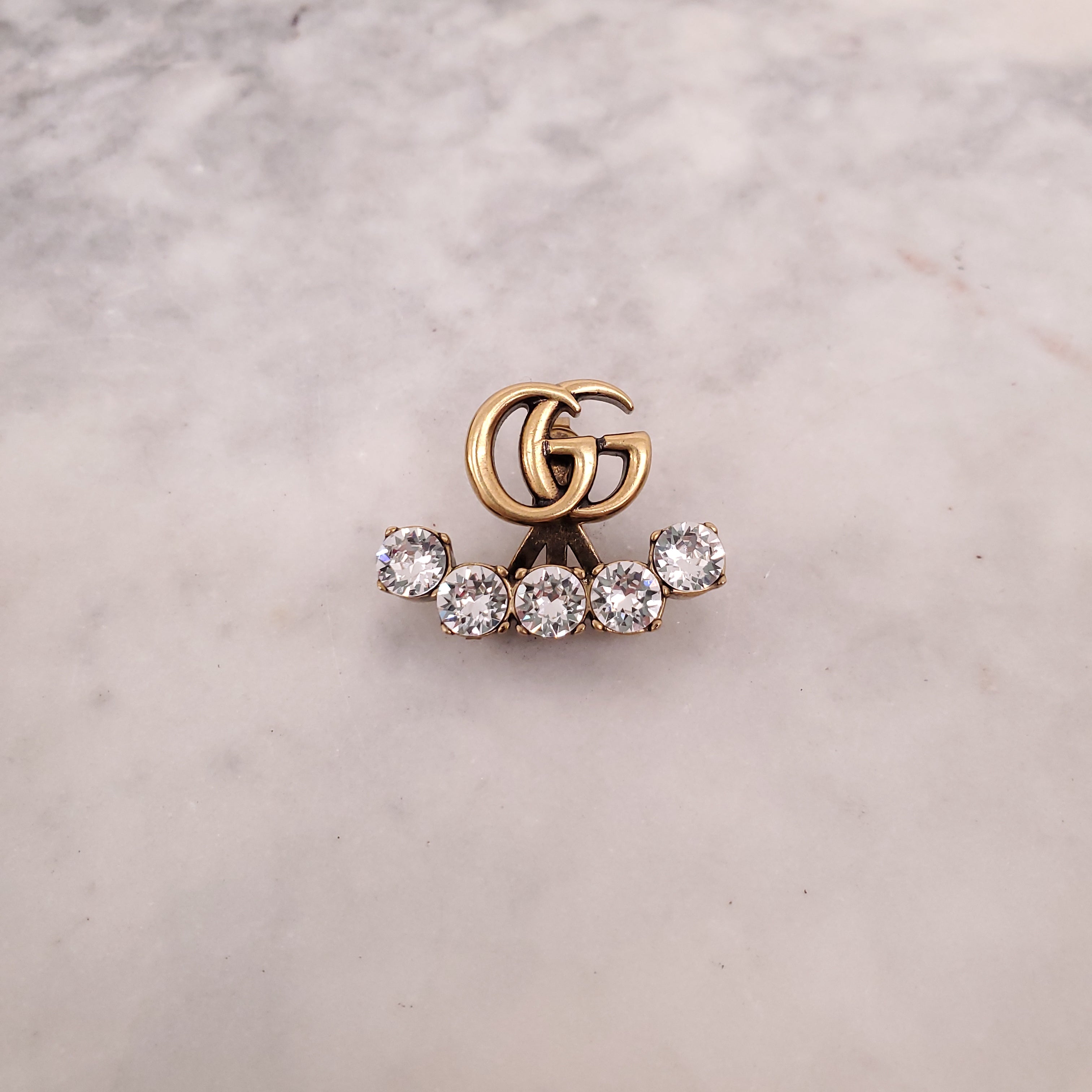 GUCCI CRYSTAL LOGO SINGLE EARRING