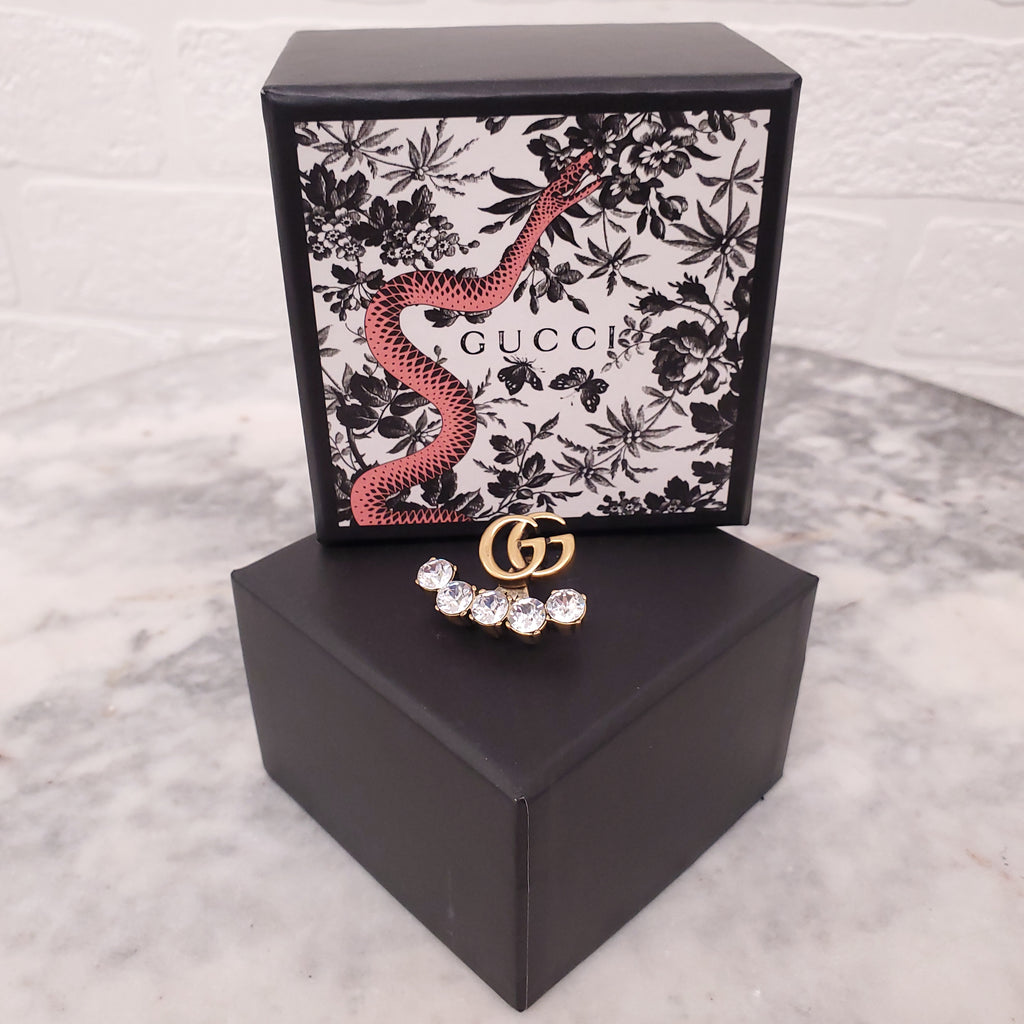 GUCCI CRYSTAL LOGO SINGLE EARRING