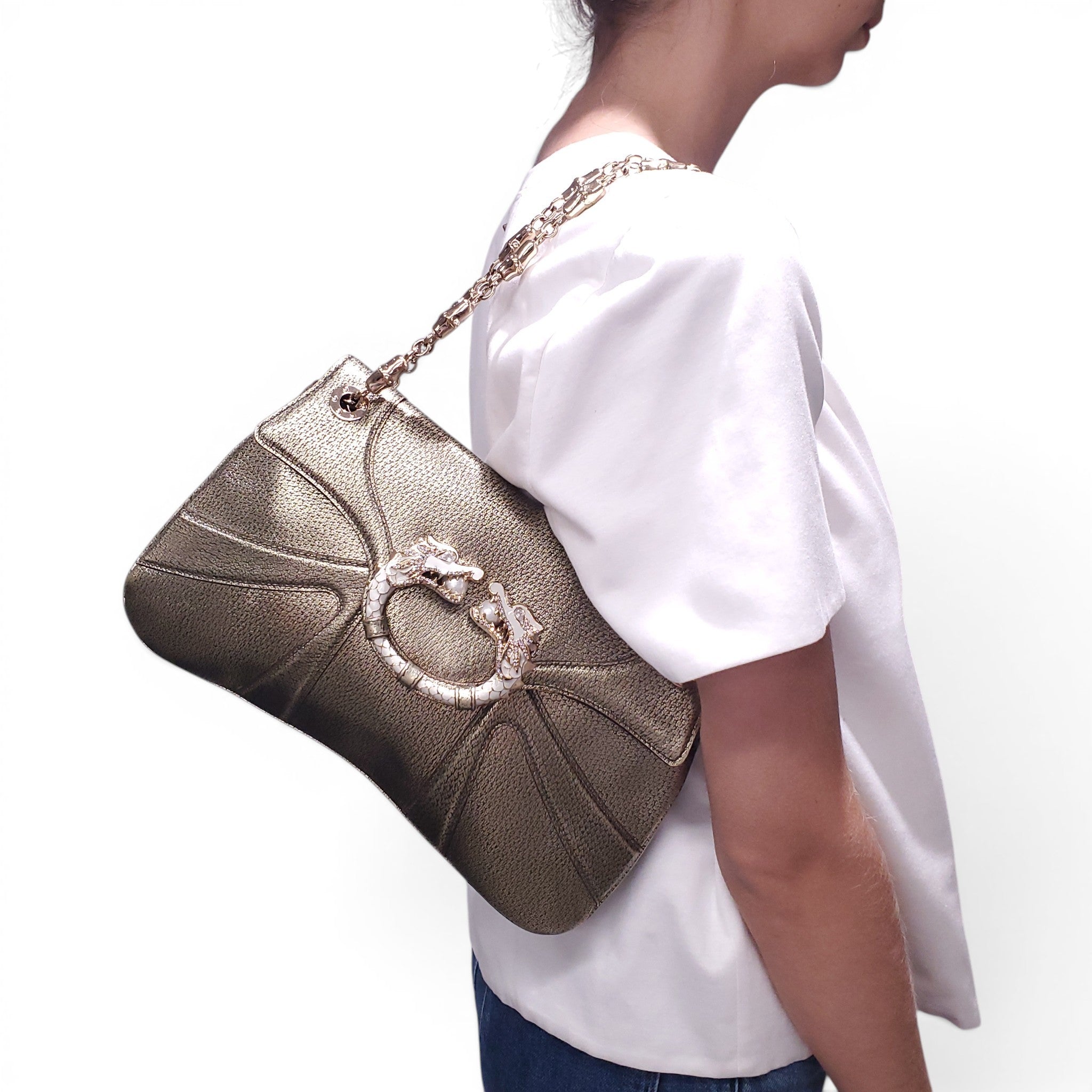 GUCCI DRAGON PEARL SHOULDER BAG