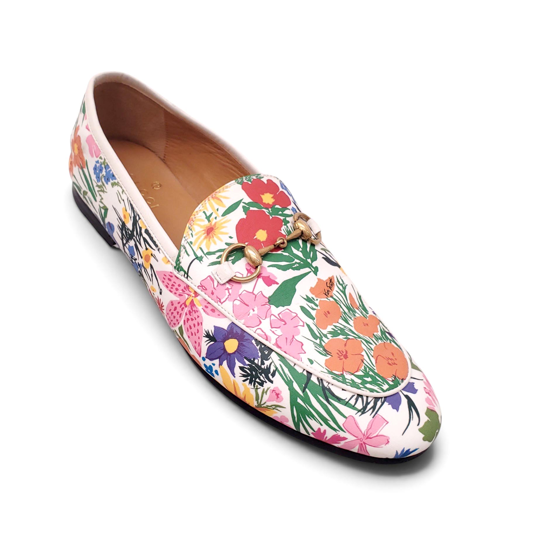 GUCCI FLORAL HORSEBIT JORDAAN LOAFERS - SIZE 37.5