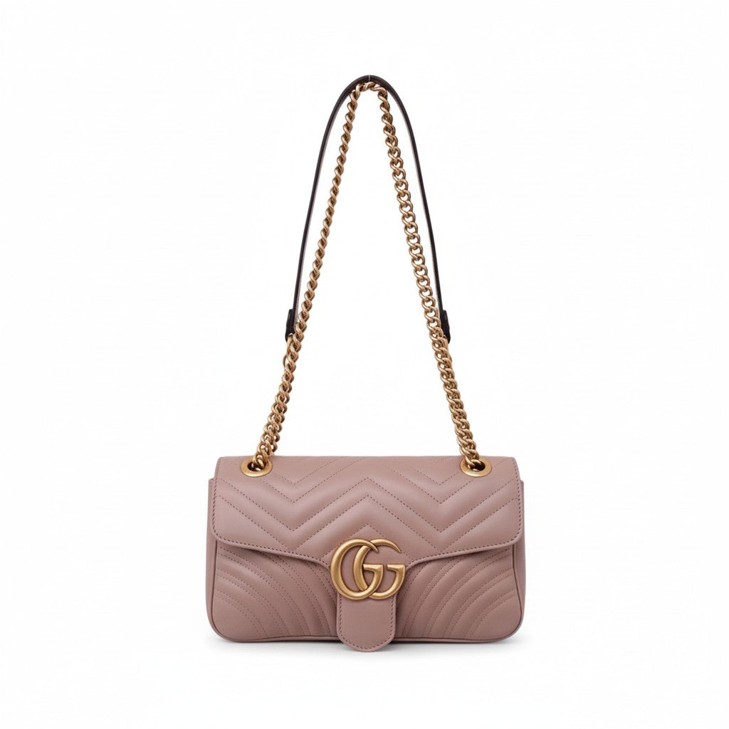 GUCCI GG BLUSH PINK MARMONT MEDIUM SHOULDER BAG