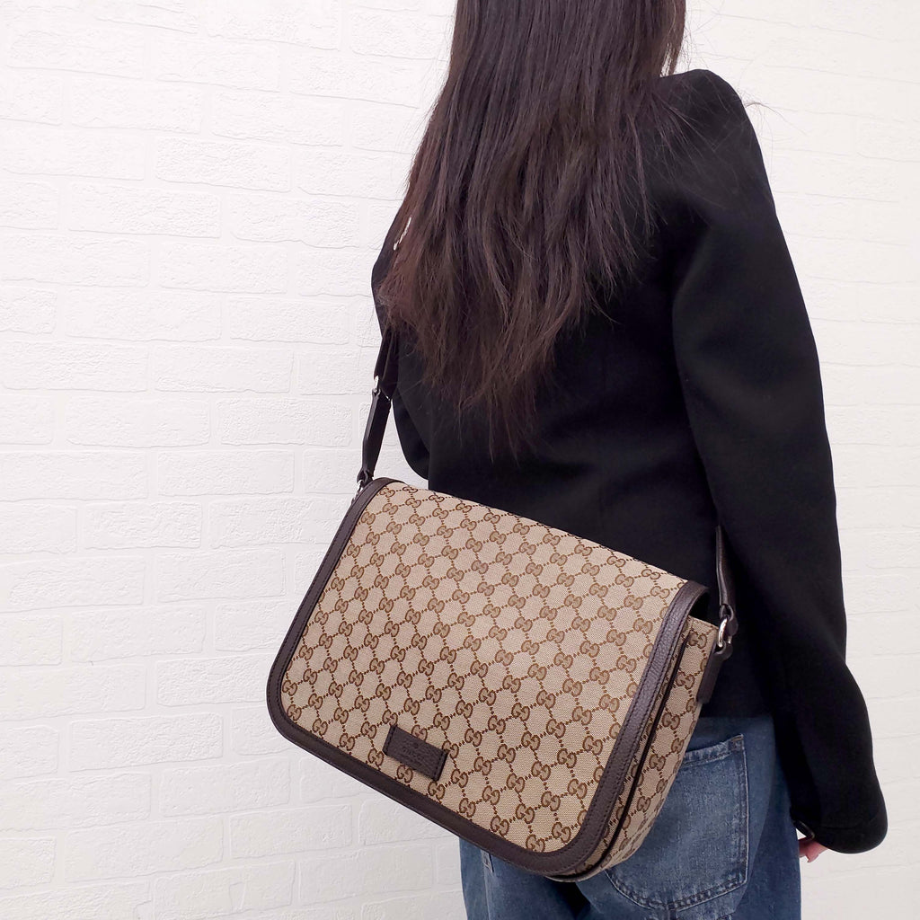 GUCCI GG CANVAS LARGE CROSSBODY BAG