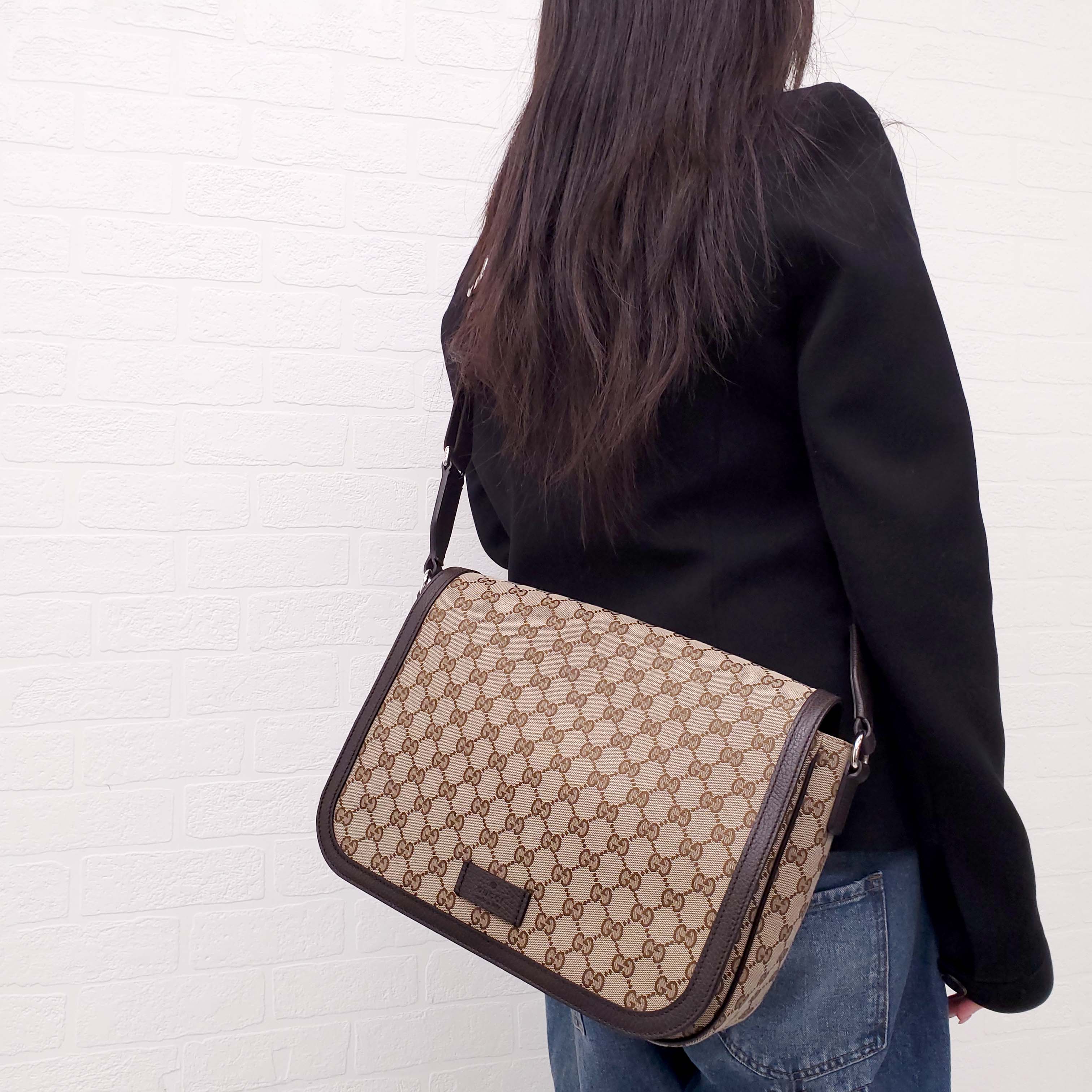 GUCCI GG CANVAS LARGE CROSSBODY BAG